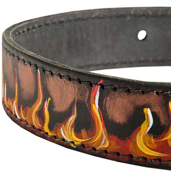 Fashion Mastino collar with stunning flames painting
