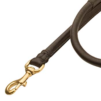 Cane Corso leather leash with solid snaphook