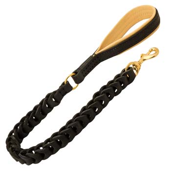 Cane Corso leather dog leash unusual braiding 