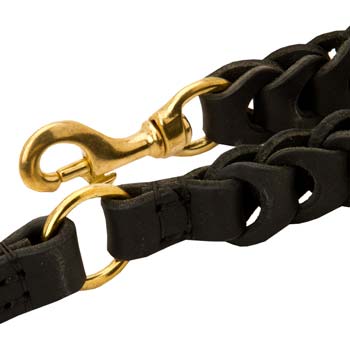 Cane Corso leather dog leash with brass fittings