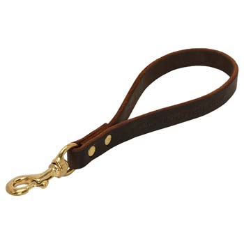 Sort Leather Leash for Cane Corso with Brass Riveting