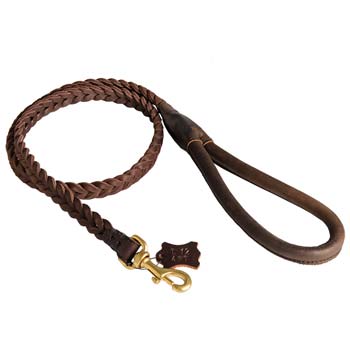 Exclusive dog leather lead hand braided