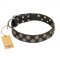 "Romantic Breeze" FDT Artisan Black Walking Leather Cane Corso Collar with Sparkling Circles