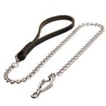 Cane Corso Dog Leash with Leather Handle and Herm Sprenger Chain and Snap Hook