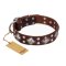"King of Grace" FDT Artisan Stylish Leather Cane Corso Collar with Old Silver-Like Plated Decorations