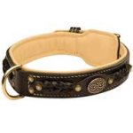 Fashionable Royal Nappa Padded Hand Made Leather Dog Collar for Cane Corso