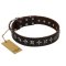 "Stars of Glory" FDT Artisan Brown Leather Cane Corso Collar for Comfortable Walking