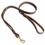 Durable Double Handle Leather Cane Corso Dog Leash 3/4 inch