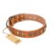 "Natural Beauty" FDT Artisan Tan Leather Cane Corso Collar with Old Bronze-like Circles and Plates