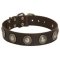Wide Leather Collar with Silver Conchos for Cane Corso