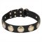 'Hip and Edgy' Leather Cane Corso Collar with Round Brass Plates