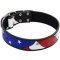 Designer Leather Collar with American Flag Pattern. Special Design for Big Dogs