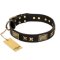 "Passion for Style and Beauty" FDT Artisan Decorated Black Leather Cane Corso Collar