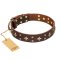 'High Fashion' FDT Artisan Embellished Brown Leather Cane Corso Collar