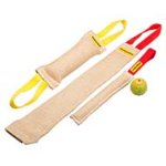 Small Set of Jute Bite Training Tugs with Handles for Cane Corso - Plus Rubber Ball as Extra Bonus