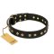 "Rhomb Style" FDT Artisan Decorated Leather Cane Corso Collar with Old Bronze-Plated Studs 1 1/2 inch (40 mm) Wide