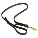 Cane Corso Leather Dog Leash with Decorative Braids for Walking and Training