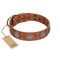 "Sun Rise Noon" FDT Artisan Tan Leather Cane Corso Collar with Unique Design