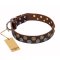 'Strong Shields' Studded FDT Artisan Brown Leather Cane Corso Collar - 1 1/2 inch (40 mm) wide