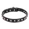 'Blazing Stars' Leather Cane Corso Collar with Shiny Chrome Plated Stars and Pyramids