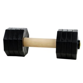 Wooden Cane Corso Training Dumbbell with Removable Plastic Weight Plates 4 1/2 lbs (2 kg)