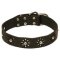 "Flower Style" Leather Dog Collar for Cane Corso