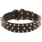 3 Rows Leather Spiked Dog Collar for Cane Corso Breed