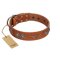 "Splendid Armor" Premium Quality FDT Artisan Tan Designer Cane Corso Collar with Shields and Stars