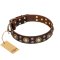 'Flower Melody' FDT Artisan Brown Leather Cane Corso Collar with Mixed Studs