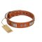 "Pawsy Glossy" FDT Artisan Exclusive Tan Leather Cane Corso Collar 1 1/2 inch (40 mm) wide