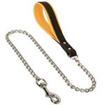 Quality Dog Leash with Leather Handle and Herm Sprenger Chain and Snap Hook