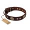 "Breath of Elegance" FDT Artisan Decorated with Plates Brown Leather Cane Corso Collar