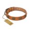 "Magic Amulet" FDT Artisan Tan Leather Cane Corso Collar with Oval Studs
