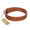 "Star Trek" FDT Artisan Tan Leather Cane Corso Collar Decorated with Stars