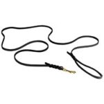 Leather Cane Corso Leash with Braids for Walking and Dog Shows