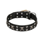 FDT Artisan 'Rock 'n' Roll Style' Leather Cane Corso Collar with Skulls, Bones and Studs 1 1/2 inch (40 mm) wide