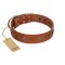 "Sweet Caramel" Designer FDT Artisan Tan Leather Cane Corso Collar