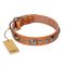 "Era of Future" FDT Artisan Handcrafted Tan Leather Cane Corso Collar with Decorations