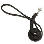 Leather Cane Corso Leash with Braided Adornment