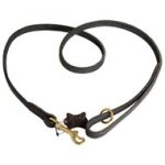 Stitched Leather Dog Leash with Floating Ring on Handle for Cane Corso Training