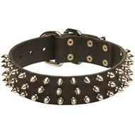 3 Rows Leather Spiked Dog Collar for Cane Corso Breed