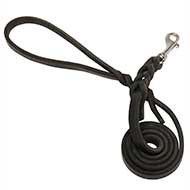 Leather Cane Corso Leash with Braided Adornment