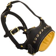 Stylish Handicraft Studded Leather Cane Corso Muzzle