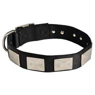 Fashion Nylon Dog Collar with Vintage Plates for Large and Medium Breeds