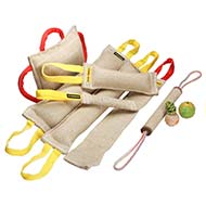 Improved Bite Training Set including 9 Items - Jute Tugs, Pad and Rubber Balls