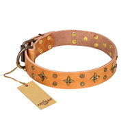 'Top-Flight' FDT Artisan Adorned Tan Leather Cane Corso Collar