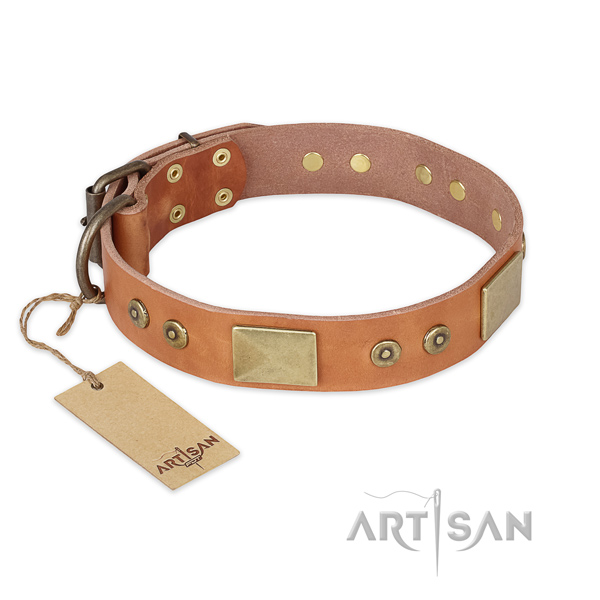 Incredible full grain natural leather dog collar for comfortable wearing