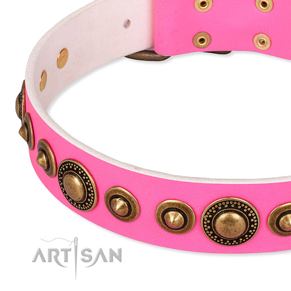 Soft to touch leather dog collar handcrafted for your beautiful four-legged friend