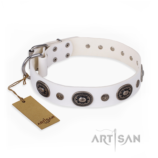 Strong full grain genuine leather collar handcrafted for your dog