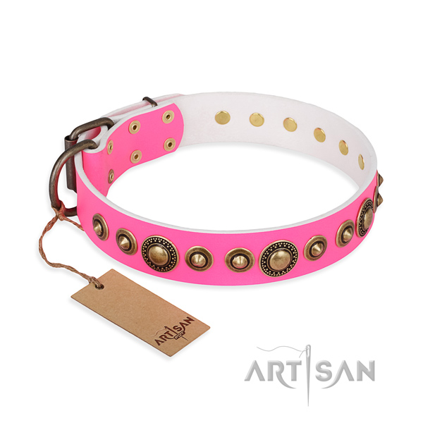 Quality natural genuine leather collar handmade for your dog